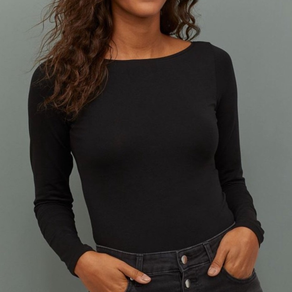 Sam Edelman Boatneck Black Bodysuit Black